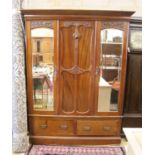 A late Victorian mahogany mirrored wardrobe, length 160cm, depth 54cm, height 210cm