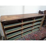 A Victorian and later mahogany and pine haberdashery cabinet, length 190cm, depth 61cm, height 95cm