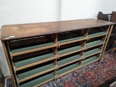 A Victorian and later mahogany and pine haberdashery cabinet, length 190cm, depth 61cm, height 95cm