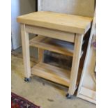 A modern beech butcher's block, fitted drawer, width 76cm, depth 50cm, height 53cm