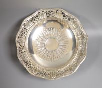 A German 800 standard pierced white metal pedestal bowl, diameter 29.7cm, 14.5oz.