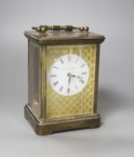 A Matthew Norman brass carriage timepiece 14.5cm