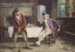 Frank Moss Bennett (1874-1952), oil on canvas, Georgian interior with golfers, signed and dated