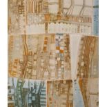 Linda John, 'Urbane Landscape', stoneware tiles with incised decoration in pale blue, brown and