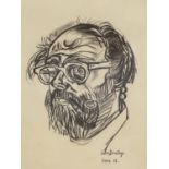 John Bratby (1928-1992), charcoal on paper, Self portrait, signed and dated June '62, 27 x 22cm