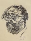 John Bratby (1928-1992), charcoal on paper, Self portrait, signed and dated June '62, 27 x 22cm