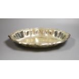 A 20th century Italian Missiaglia planished 800 standard bowl of oval form, 37.7cm, 29oz.