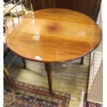 A George III mahogany oval pad foot drop leaf dining table, 116cm extended, 70cm height