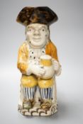 A large George III Prattware 'Good Hearty Fellow' Toby jug, c.1790-1800, height 26.5cm (restored).