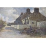 John H. Tyson (fl.1886-1905), oil on canvas, Lobster pot maker beside cottages, signed and dated '