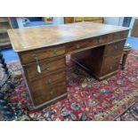 A Victorian mahogany pedestal partner's desk, length 152cm, depth 98cm, height 78cm