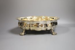 An 800 standard white metal lobed oval bowl, 33.3cm, 40oz
