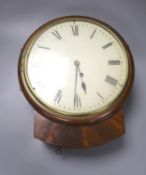 A 19th century single fusee mahogany cased wall clock, 33cm