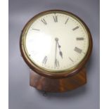 A 19th century single fusee mahogany cased wall clock, 33cm