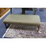 A Victorian rectangular covered stool (Colefax and Fowler), Lanark wool, length 118cm, depth 53cm,