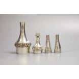 A pair of small modern silver bottle shaped condiments by Christopher Nigel Lawrence, 59mm and two