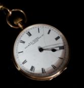 An early 20th century 9ct gold open faced fob watch, case diameter 30mm, on a 9ct suspension brooch,
