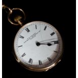 An early 20th century 9ct gold open faced fob watch, case diameter 30mm, on a 9ct suspension brooch,