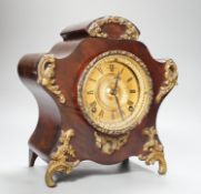 A late 19th century American brass mounted mahogany mantel clock, height 27cm