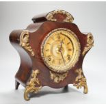 A late 19th century American brass mounted mahogany mantel clock, height 27cm