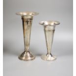 Two silver mounted spill vases, largest 24.9cm, weighted.