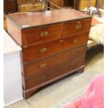 A Victorian brass mounted mahogany campaign chest of drawers, width 106cm, depth 40cm, height 102cm