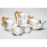 A Picquot ware aluminium 5-piece tea set