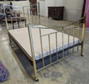 An Edwardian brass double bed frame, length 260cm, width 140cm