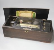A 19th century Swiss 8 air musical box, 43cm, cylinder measures 16cm