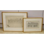 19th century English School, two watercolours en grisaille, Studies of tombs, 13 x 25cm and 24 x