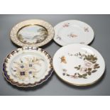 18th/19th century cabinet plates - A rare early Coalport landscape dessert plate, c.1805-10, a