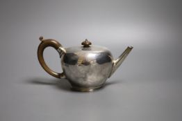 A George V silver bullet shaped teapot, Thomas Bradbury & Sons, London, 1913, gross 13.5oz.