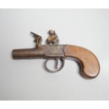 A Flintlock pocket pistol signed Lowdell & Co. Lewes, early 19th century, turn off barrel, signed