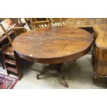 A 19th century French oval walnut centre table, width 130cm, depth 78cm, height 79cm