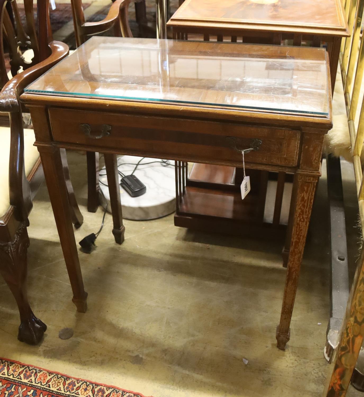 A 19th century Italian walnut side table, width 68cm, depth 42cm, height 74cm