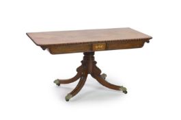 A Regency brass inlaid rectangular mahogany side table, length 136cm, depth 62cm, height 57cm