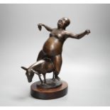 Olivia Musgrave (Irish, b. 1958) a bronze group, a rotund bacchanalian figure riding a mule 32cm