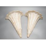A pair of limed beech wall sconces, height 33cm