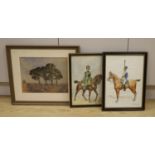 Polish School, two ink and watercolour drawings, Studies of Polish cavalrymen c.1815-30, 38 x 27cm