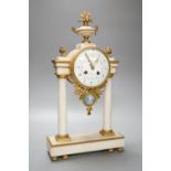 L. Leroy & Cie, Paris. A French ormolu mounted white marble portico clockwith fruiting fern surmount