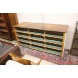 Three pine three tier open bookcases, length 62cm, depth 29cm, height 110cm