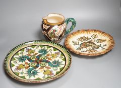 A Quimper dish, 28.5 cm and a dish by Paul Fouillen, and a Quimper dish by Maurice Fouillen