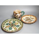 A Quimper dish, 28.5 cm and a dish by Paul Fouillen, and a Quimper dish by Maurice Fouillen