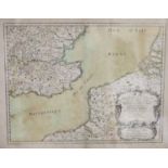 S. Sanson, coloured engraving, Map of the Ancient Kingdoms of Kent, Essex and Sussex, 1654, 37 x