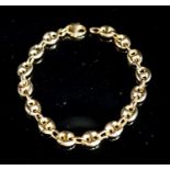 A modern 9ct gold oval link bracelet, 17.5cm,6.4 grams,.