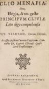 ° Verhaghen, Pieter - Clio Menapia, sive Elogia, & res gestae Principum Cliviae...old vellum, sm.