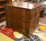 An early 20th century mahogany and beech ten drawer plan chest, length 128cm, depth 91cm, height