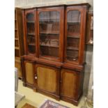 A Victorian mahogany breakfront bookcase, length 168cm, depth 46cm, height 217cm