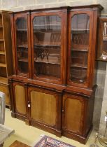 A Victorian mahogany breakfront bookcase, length 168cm, depth 46cm, height 217cm