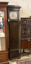 An 18th century oak 8 day longcase clock, marked Wm. Tipling at Leeds, later cased, height 208cm